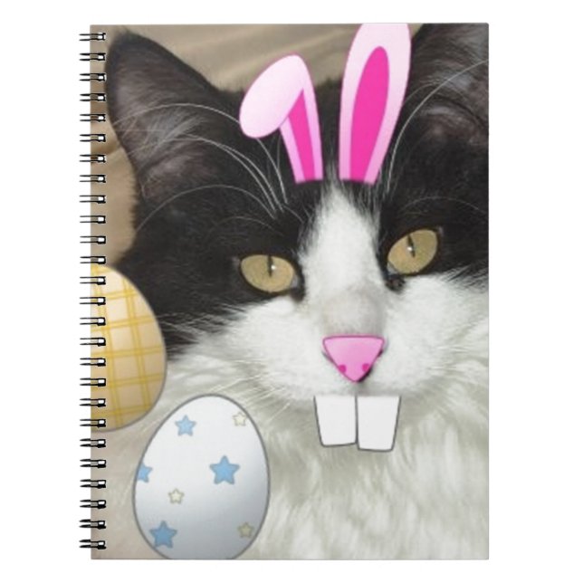 Caderno Espiral Easter Black and White Kitty Cat (Frente)