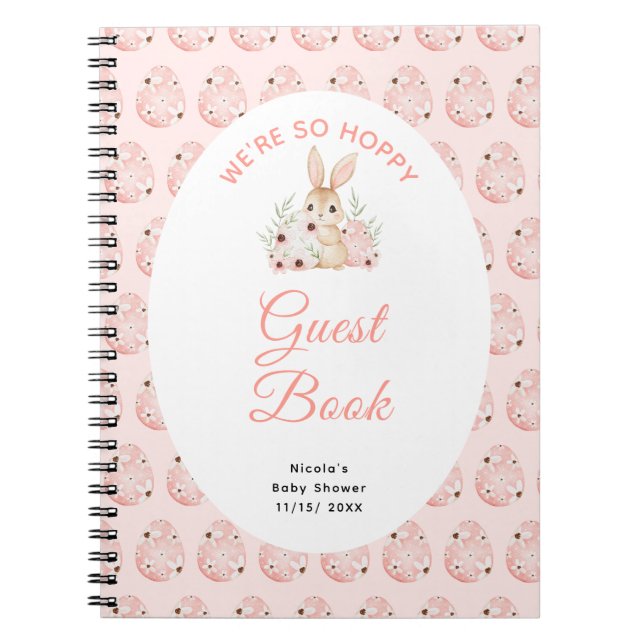 Caderno Espiral Easter Bunny Baby Shower Guest Book (Frente)