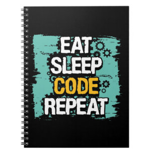 Caderno Espiral Eat, Sleep, Code Repeat