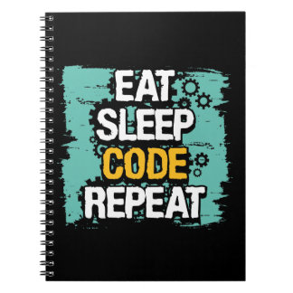 Caderno Espiral Eat, Sleep, Code Repeat