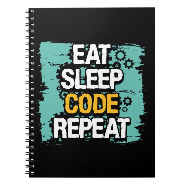 Caderno Espiral Eat, Sleep, Code Repeat (Frente)