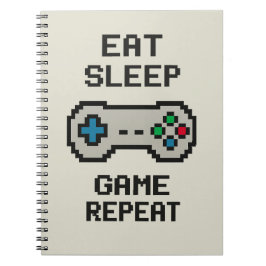 Caderno Espiral Eat Sleep Game Repeat – Pixel Gamer Notebook