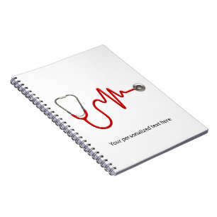 Caderno Espiral ECG Wave EKG Cardiopatias Estetoscópio Médico