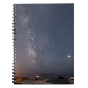Caderno Espiral Eclipse Lunar & Via Láctea   Praia de Bandon Orego