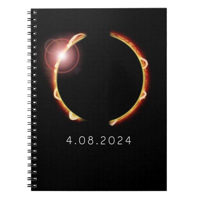 Caderno Espiral Eclipse Solar Total Sun 8 de abril de 2024 (Frente)