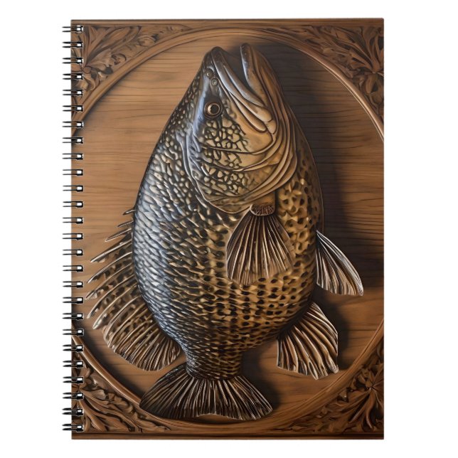 Caderno Espiral Ecos do rio: Impressão de madeira de Murray Cod, (Frente)