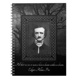 Caderno Espiral Edgar Allen Poe Quote Creepy Forest Black/Gray