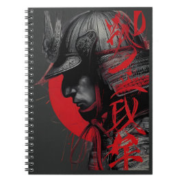 Caderno Espiral Edgy Samurai Warrior Japanese Ink Red Sun Notebook