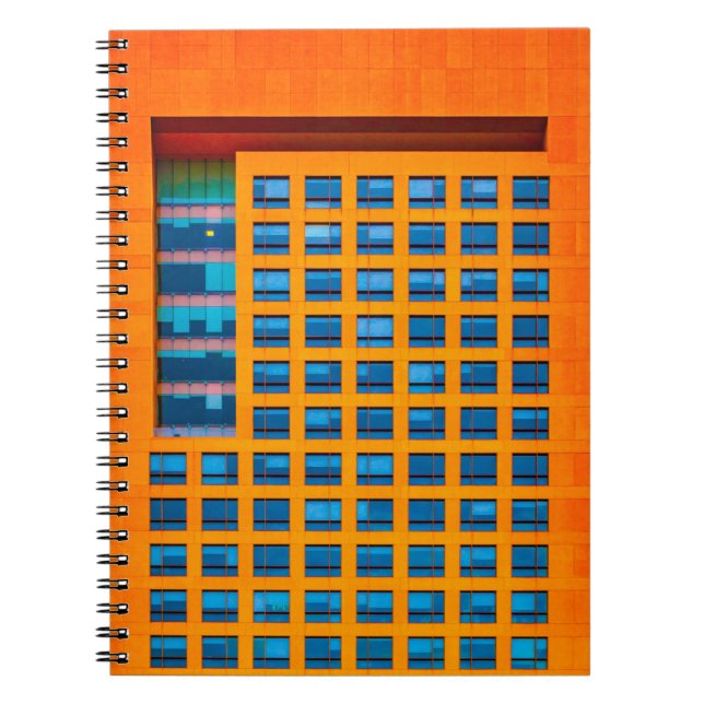 Caderno Espiral Edifício azul e laranja (Frente)