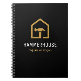 Caderno Espiral Edifício de Construção Preto e Dourado Moderno