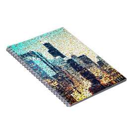 Caderno Espiral Edifícios da cidade azul em mosaico com alivio