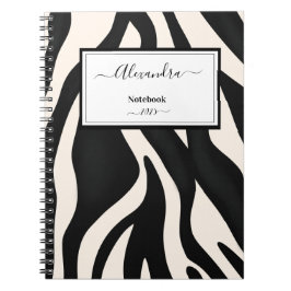 Caderno Espiral Editable Animal Zebra Black White