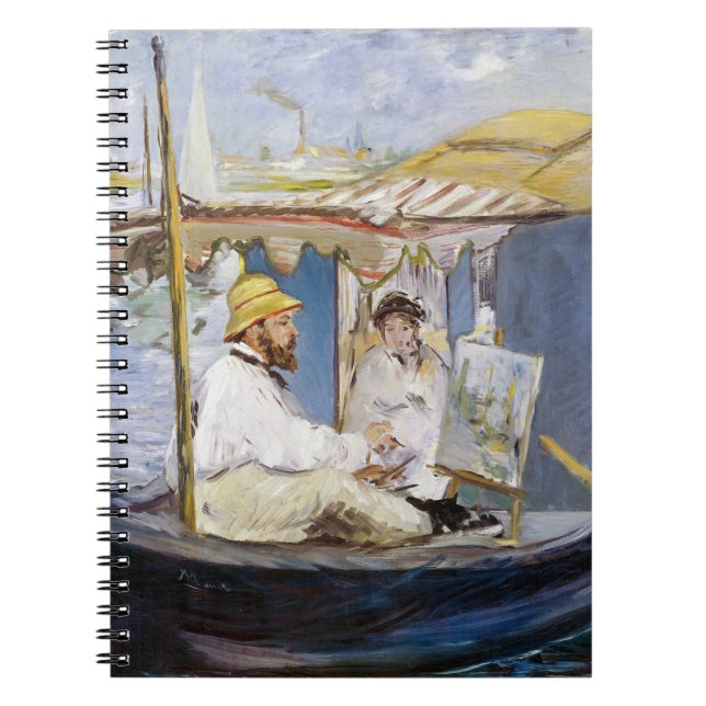Caderno Espiral Edouard Manet - Monet em seu Studio Boat (Frente)
