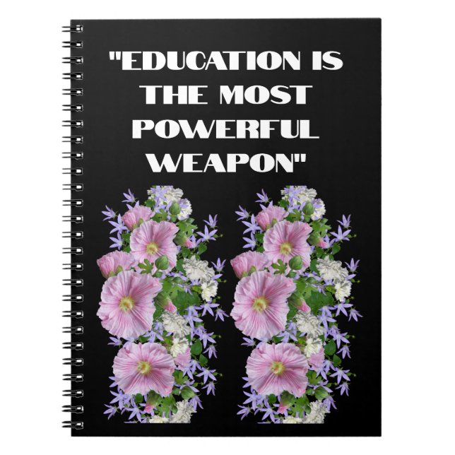 Caderno Espiral Educação cita Texto Fotográfico Personalizado Flor (Frente)
