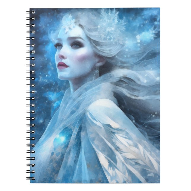 Caderno Espiral Eethal Frozen Snow Queen Fantasy Art (Frente)