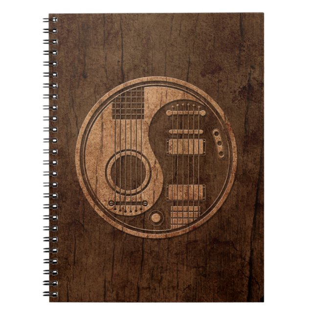 Caderno Espiral Efeito acústico da madeira de Yin Yang das (Frente)