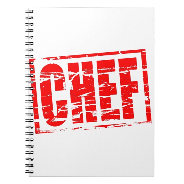 Caderno Espiral Efeito de carimbo vermelho de chef (Frente)