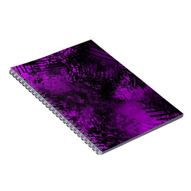 Caderno Espiral Efeito de respingo de tinta Roxo e Preto (Lado Direito)