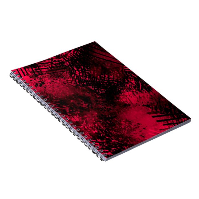 Caderno Espiral Efeito de respingo de tinta Vermelho e Preto (Lado Direito)