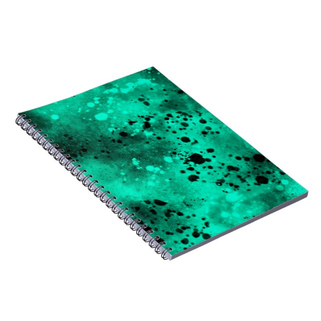 Caderno Espiral Efeito de Salpicos de Tinta Verde e Preto (Lado Direito)
