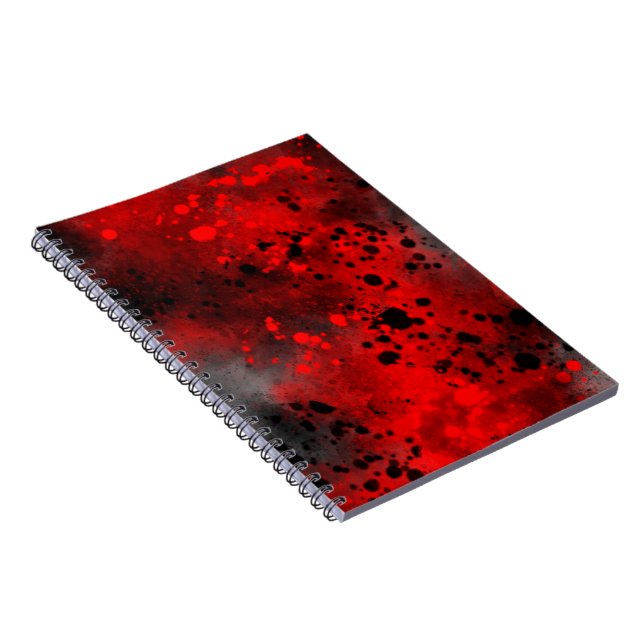 Caderno Espiral Efeito de Salpicos de Tinta Vermelho e Preto (Lado Direito)