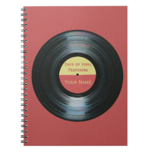 Caderno Espiral Efeito preto do registro de vinil - dias do