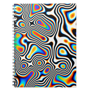 Caderno Espiral Efeitos digitais. Fundo abstrato vibrante. Colo