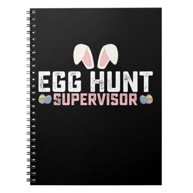 Caderno Espiral Egg Hunt Supervisor Engraçado Coelho da Páscoa (Frente)