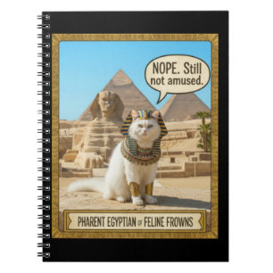 Caderno Espiral Egito Antigo Gato Branco Real Faraó Engraçado