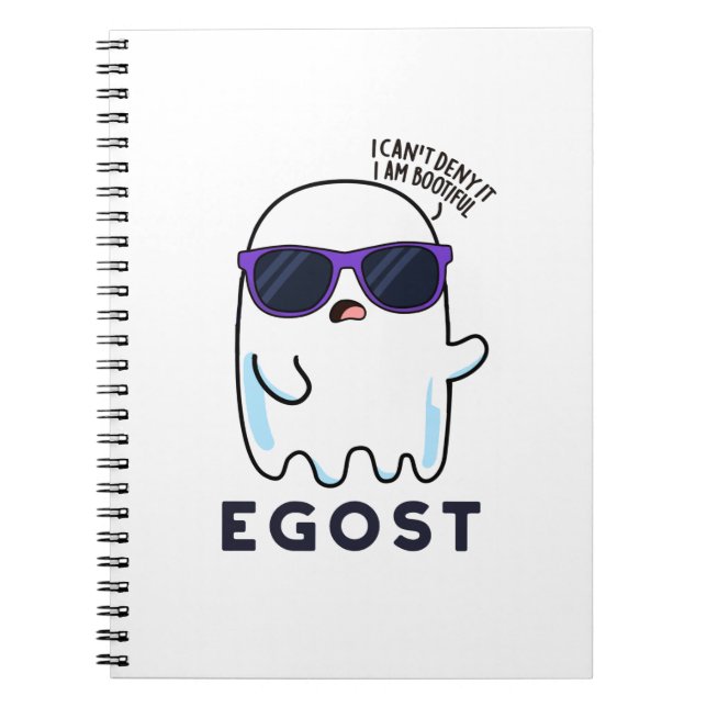 Caderno Espiral Egost Dia de as Bruxas engraçado Ego Ghost Pun (Frente)