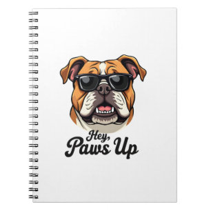Caderno Espiral Ei Patas para Cima Bulldog Vintage com Óculos de S