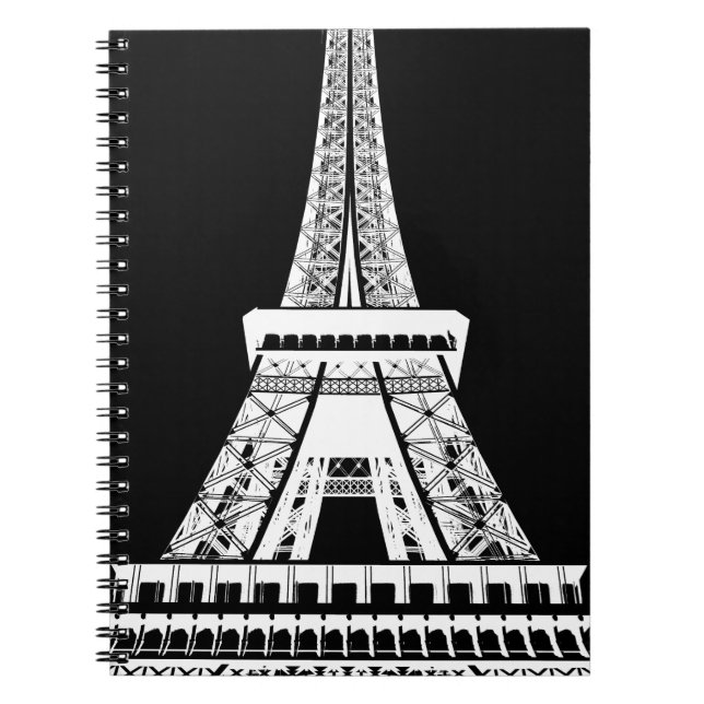 Caderno Espiral Eiffel Tower Black White Image (Frente)