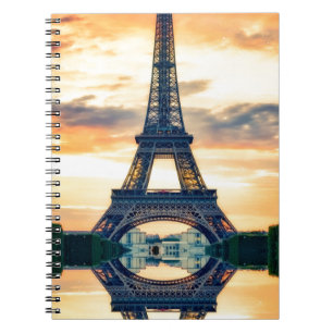 Caderno Espiral Eiffel Tower Paris Evening European Viagem