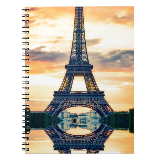 Caderno Espiral Eiffel Tower Paris Evening European Viagem (Frente)
