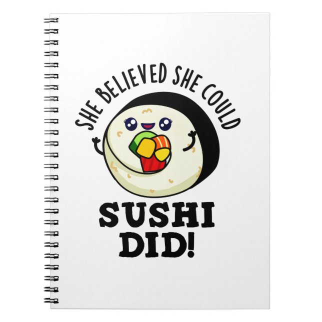 Caderno Espiral Ela Acreditava Que Pudim De Sushi Fez Uma Piada Co (Frente)