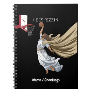 Caderno Espiral Ele É Rizzin Engraçado Jesus Jogando Basquete Retr