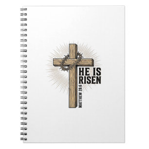 Caderno Espiral Ele Ressuscitou Cruz Mateus 28_6 Antigo Design Cri