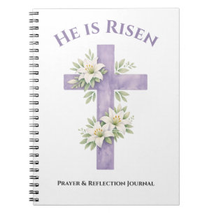 Caderno Espiral Ele Ressuscitou Floral Cruz Diário de Oração 2026