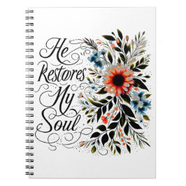 Caderno Espiral Ele restaura a minha alma floral