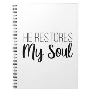 Caderno Espiral Ele restaura meu Evangelho da Alma Gráfica Jurame