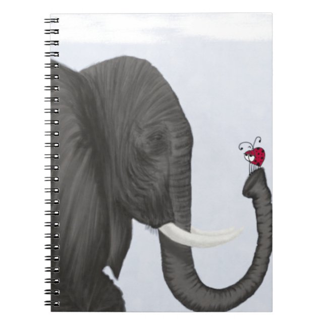 Caderno Espiral Elefante Adorável e Ladybug Bonito (Frente)