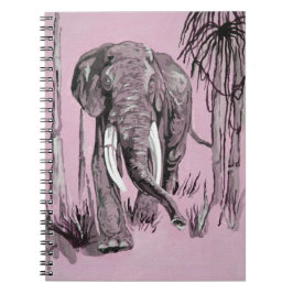 Caderno Espiral Elefante Atravessando A Savana-De-Pé-Rosa