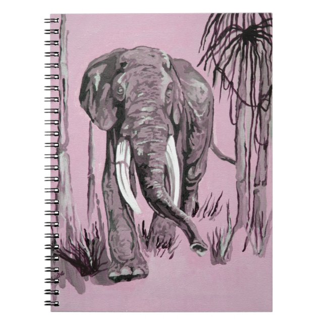 Caderno Espiral Elefante Atravessando A Savana-De-Pé-Rosa (Frente)