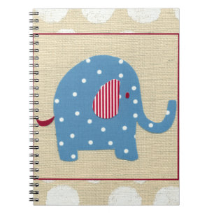 Caderno Espiral Elefante azul com Bolinhas brancas