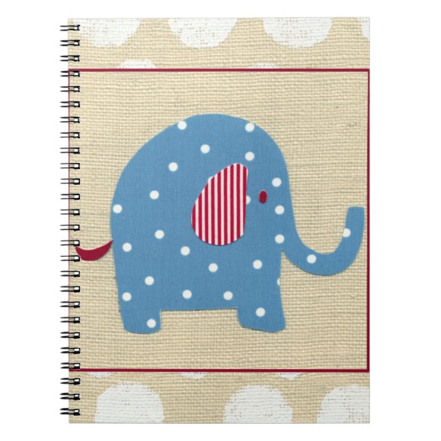 Caderno Espiral Elefante azul com Bolinhas brancas (Frente)