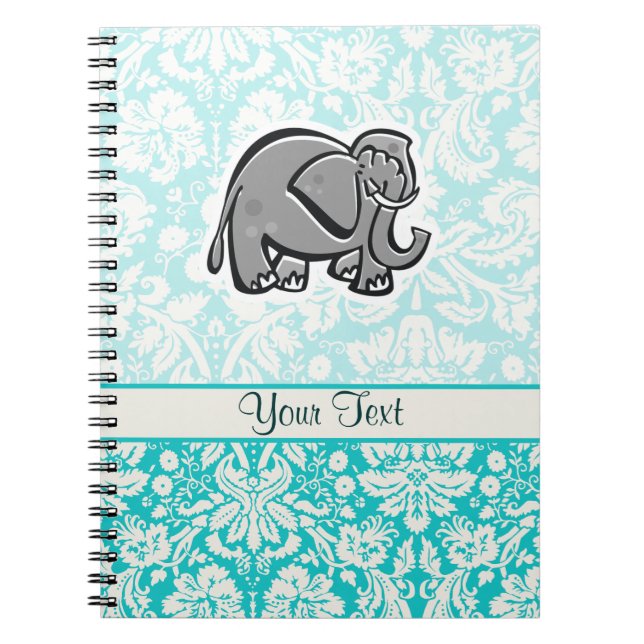 Caderno Espiral Elefante bonito; cerceta (Frente)