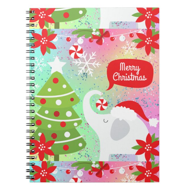 Caderno Espiral Elefante branco de Natal (Frente)