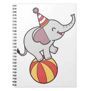 Caderno Espiral Elefante de Circo Fofo em Bola – Ilustração de Fes