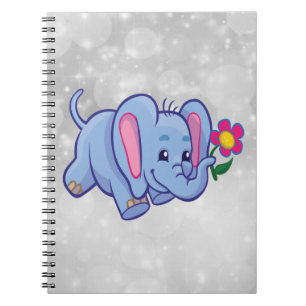 Caderno Espiral Elefante de desenho animado fofo