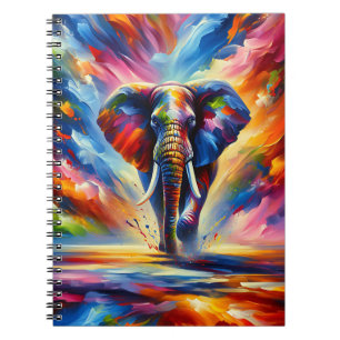 Caderno Espiral Elefante de Fogo Majestoso – Explosão de Cores Vid